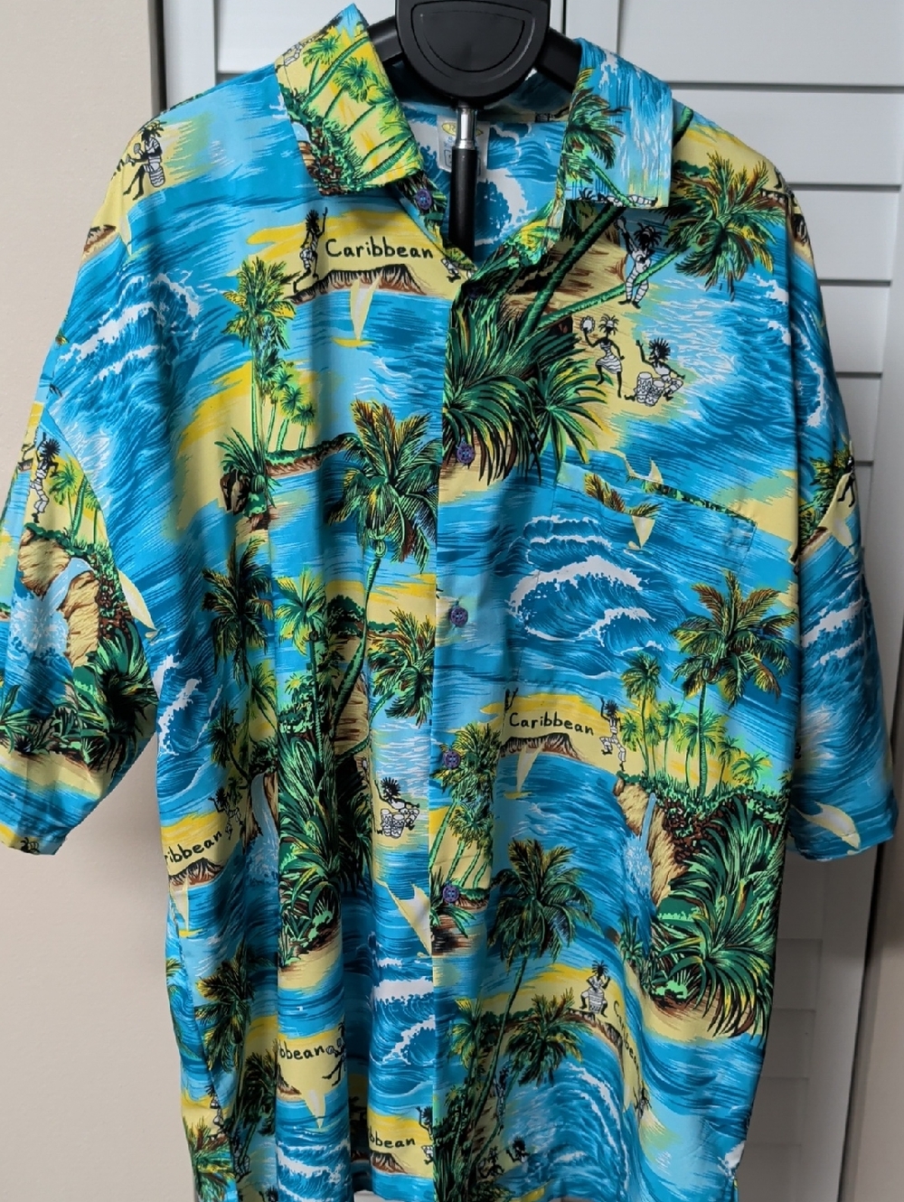 Rima Vintage Tropical Camp Shirt - Blue & White